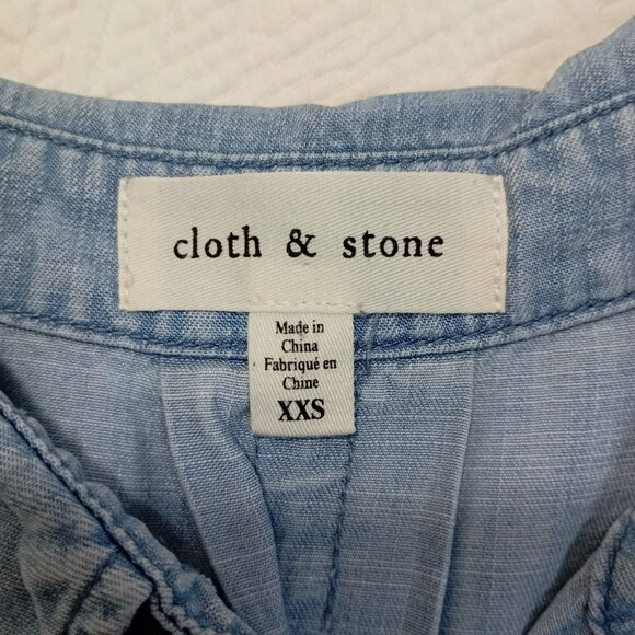 Anthropologie Cloth & Stone Womens Button-Up Chambray Shirt XXS Light Blue - Picture 2 of 8